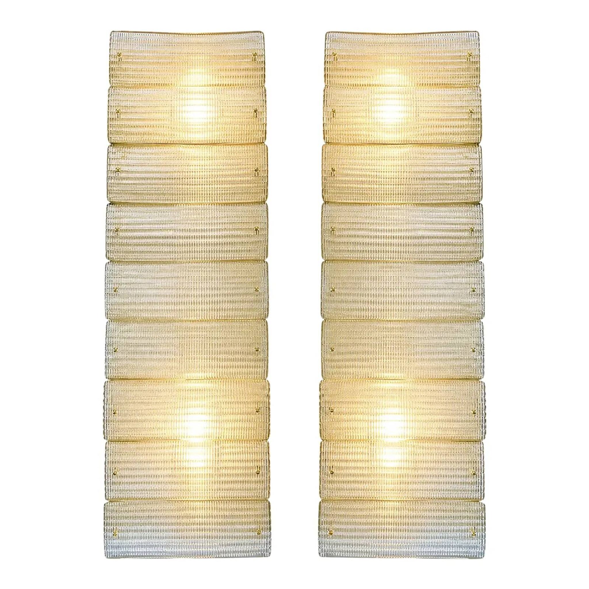 Elegant Italian Diamanté Murano Glass and Brass Flush Mount Set  of 4