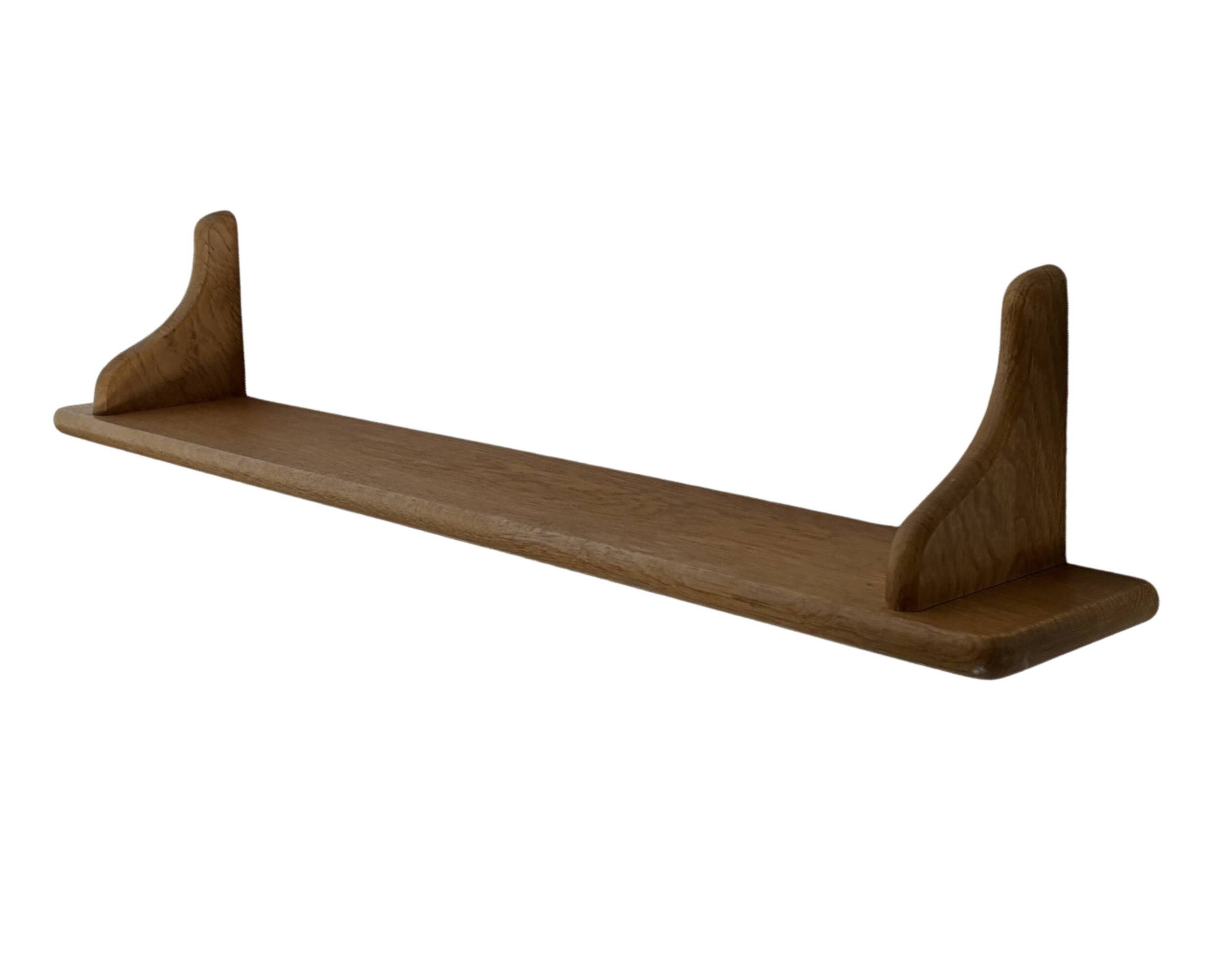 Vintage oak wall rack book shelf 1970s wood minimalist design