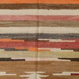 Grand Kilim Vintage Géometrique, Tons Terre & Rouge, Fait Main, 293x386 Cm