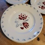 Lot of 11 flat plates Rose Rouge Niderviller