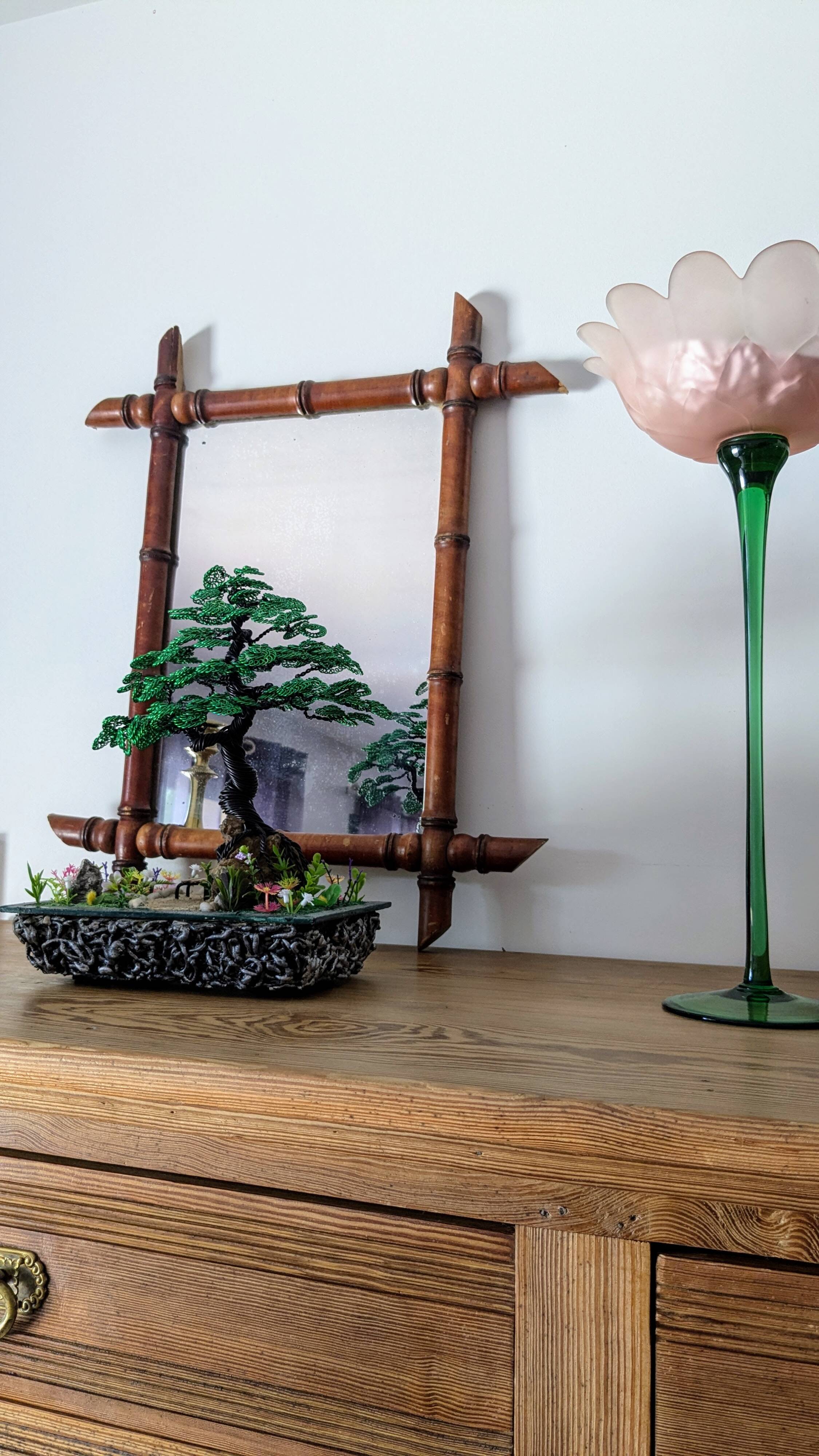 Vintage bamboo mirror 60 x 50 cm