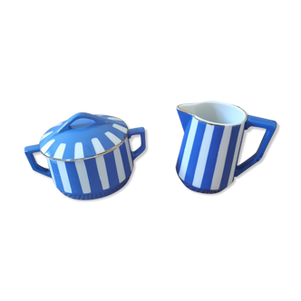 Sugar bowl and milk pot Sarreguemines