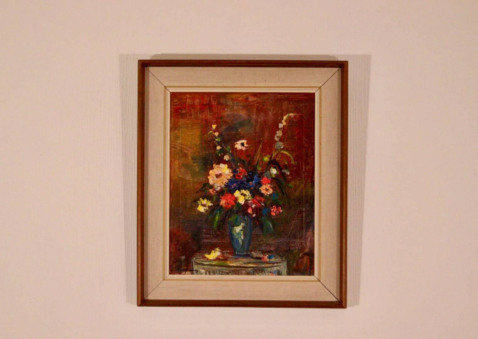 Original Oil on Canvas – “Still Life Vase” – Framed 45 × 54 cm