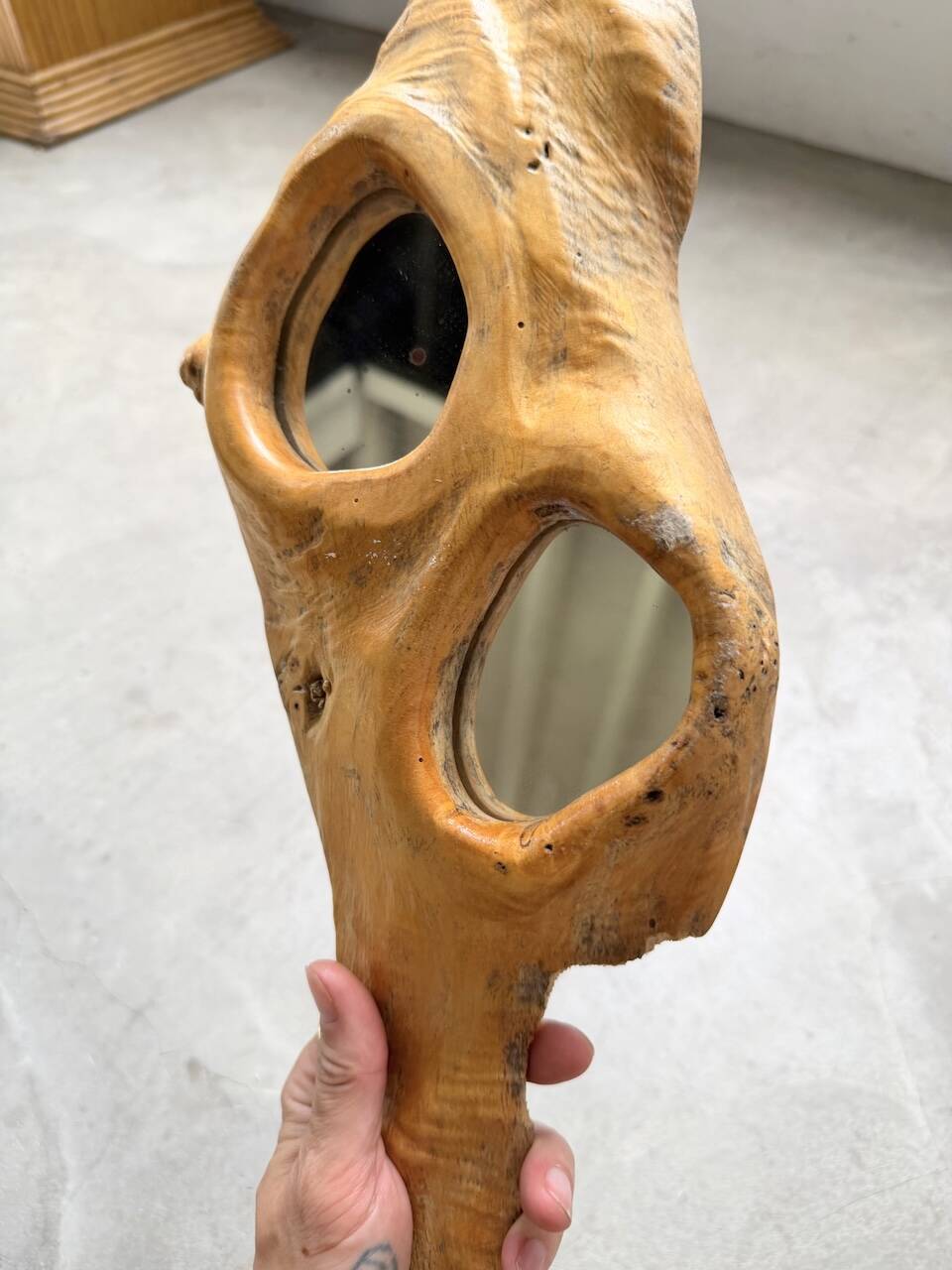 Set de 4 miroirs organiques brutalistes en bois années 50