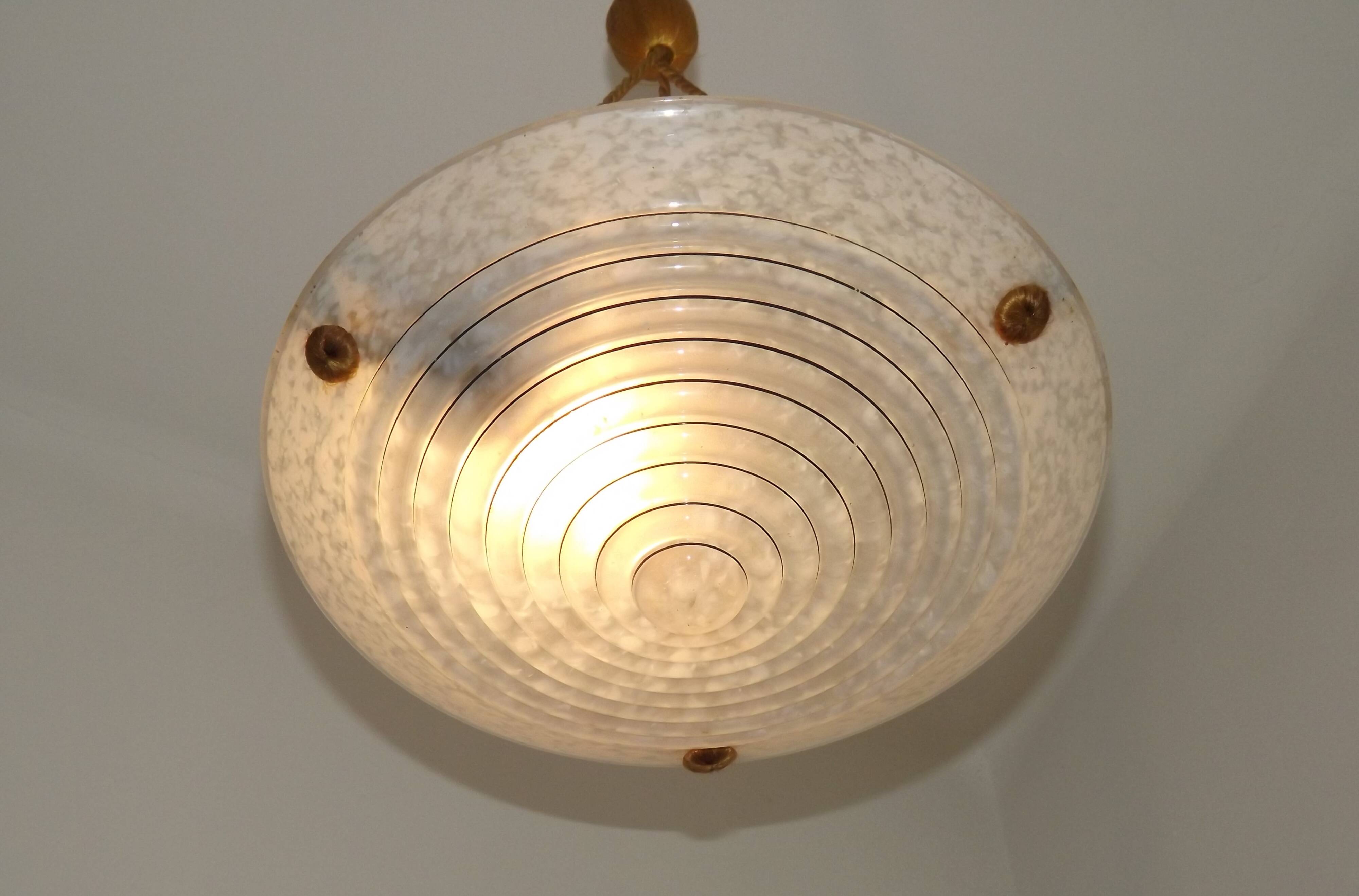 French Vintage Art Deco Style Hanging Ceiling Light – Clichy Glass Shade
