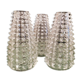 3 conical tulips in white glass with pimples. For suspension or walkman. Perfect condition
