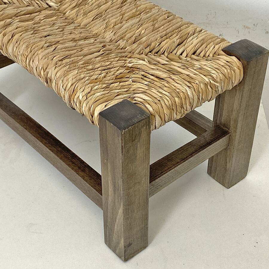 Wooden and straw footrest