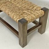 Wooden and straw footrest