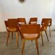 Lot of 7 old Baumann Mondor low back wooden chairs design 60s vintage