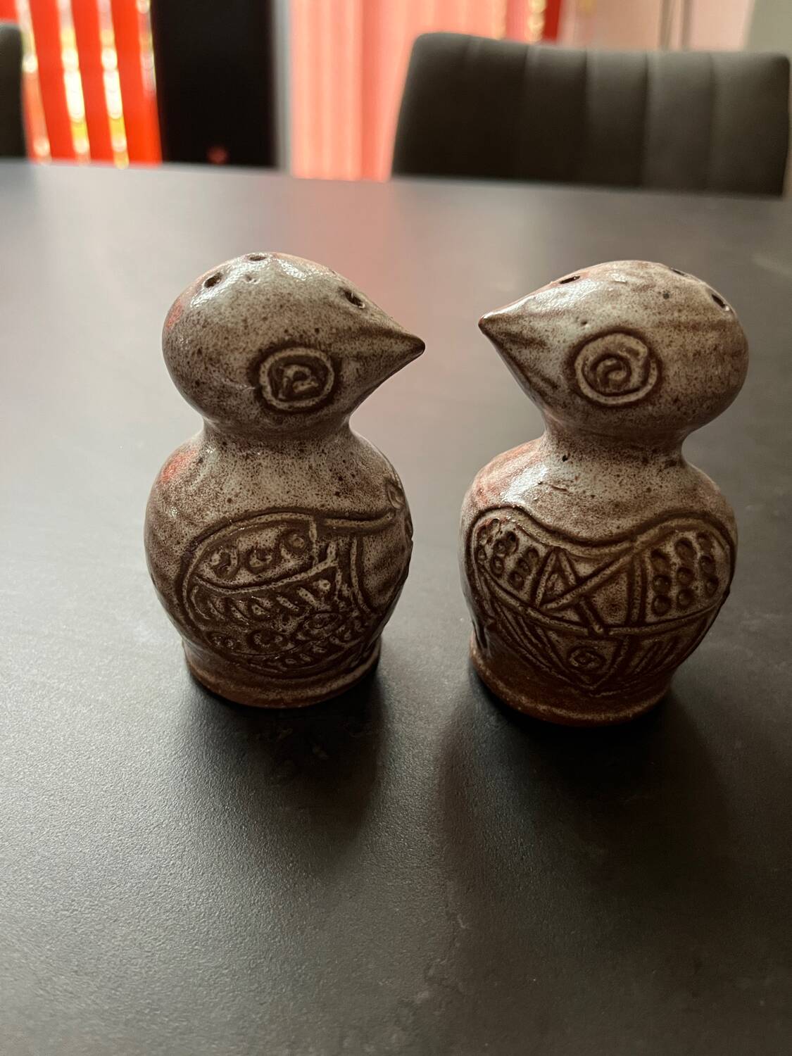 Norbert Pierlot ceramic owl salt and pepper set