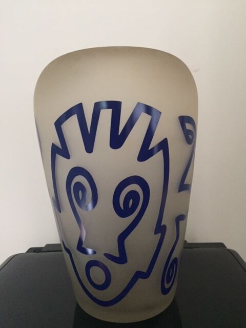 Signed frosted glass vase