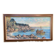 Tableau, Marine bateaux et côte rocheuse en Méditerranée