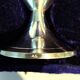 Pair of silver metal candle holders