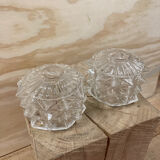 Pair of transparent glass pendant lights
