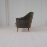 Mid-century modern canapé in sheepskin / shearling model 'Samspel' by Carl Malmsten, 1956