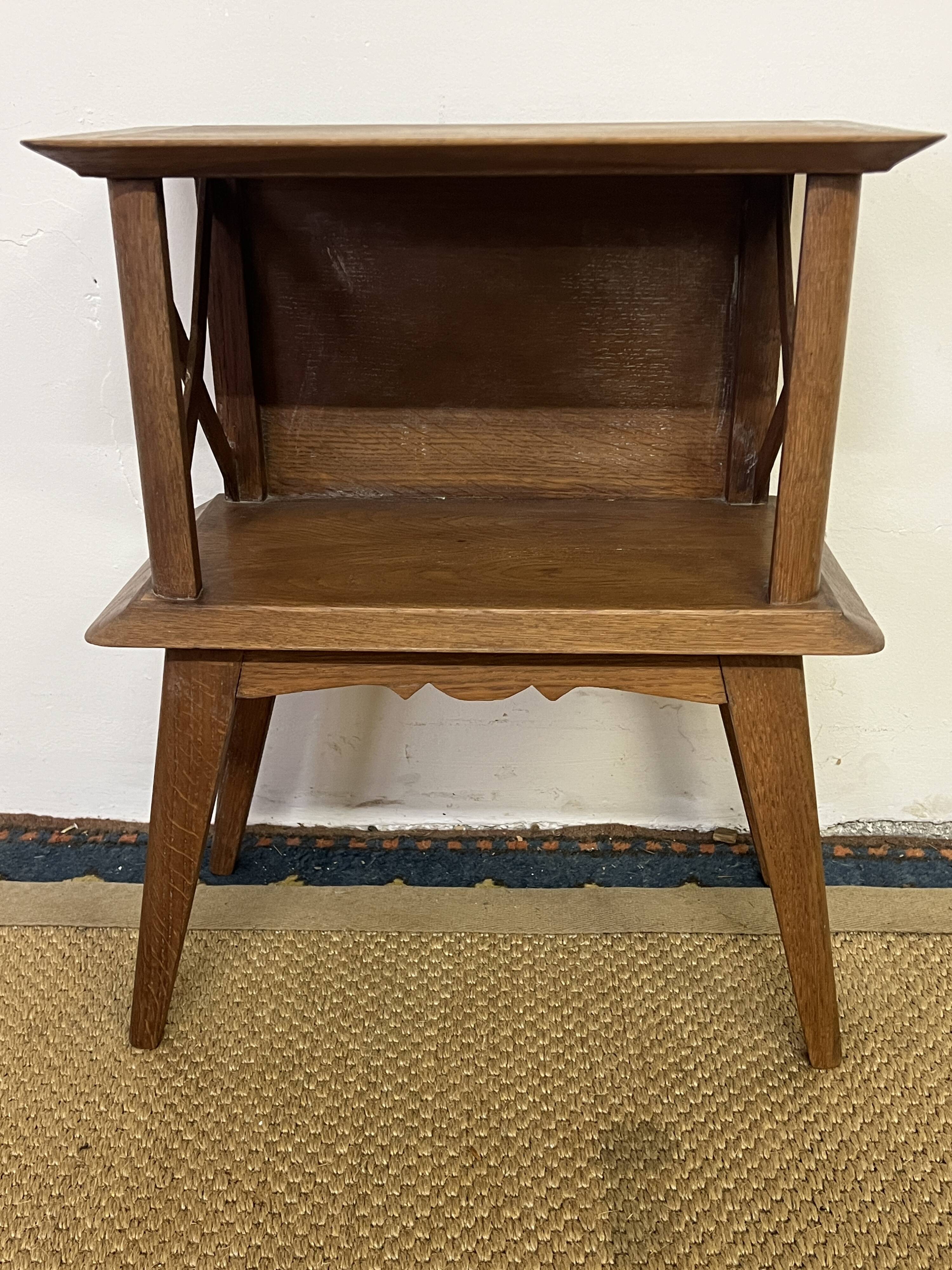 Bedside table with lattices, vintage compass legs