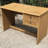 Vintage desk in bamboo, rattan and brass from Dal Vera, Italy 1970s
