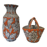 Ceramic vase and basket set