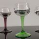 6 anciens verres à liqueur en cristal sur pieds de couleurs  des années 20/30
