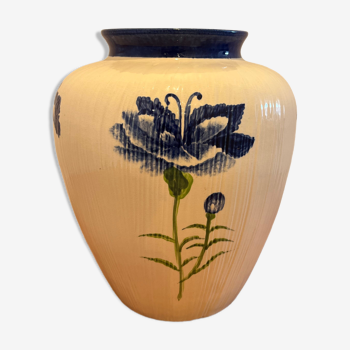 Vase terre cuite, bleuet