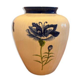 Vase terre cuite, bleuet