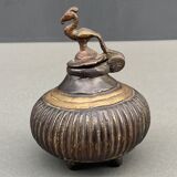 Bronze Inkwell Indian Nineteenth Peacock Bird Decor