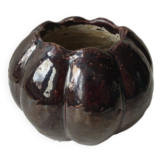 Vase en céramique terre cuite forme coloquinte signé PTMD