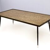 Elegant Rectangular Vintage Etched Brass Coffee Table by G. Urs, Italy