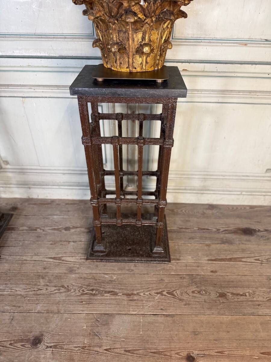 Pair of riveted wrought iron pedestals, circa 1900
