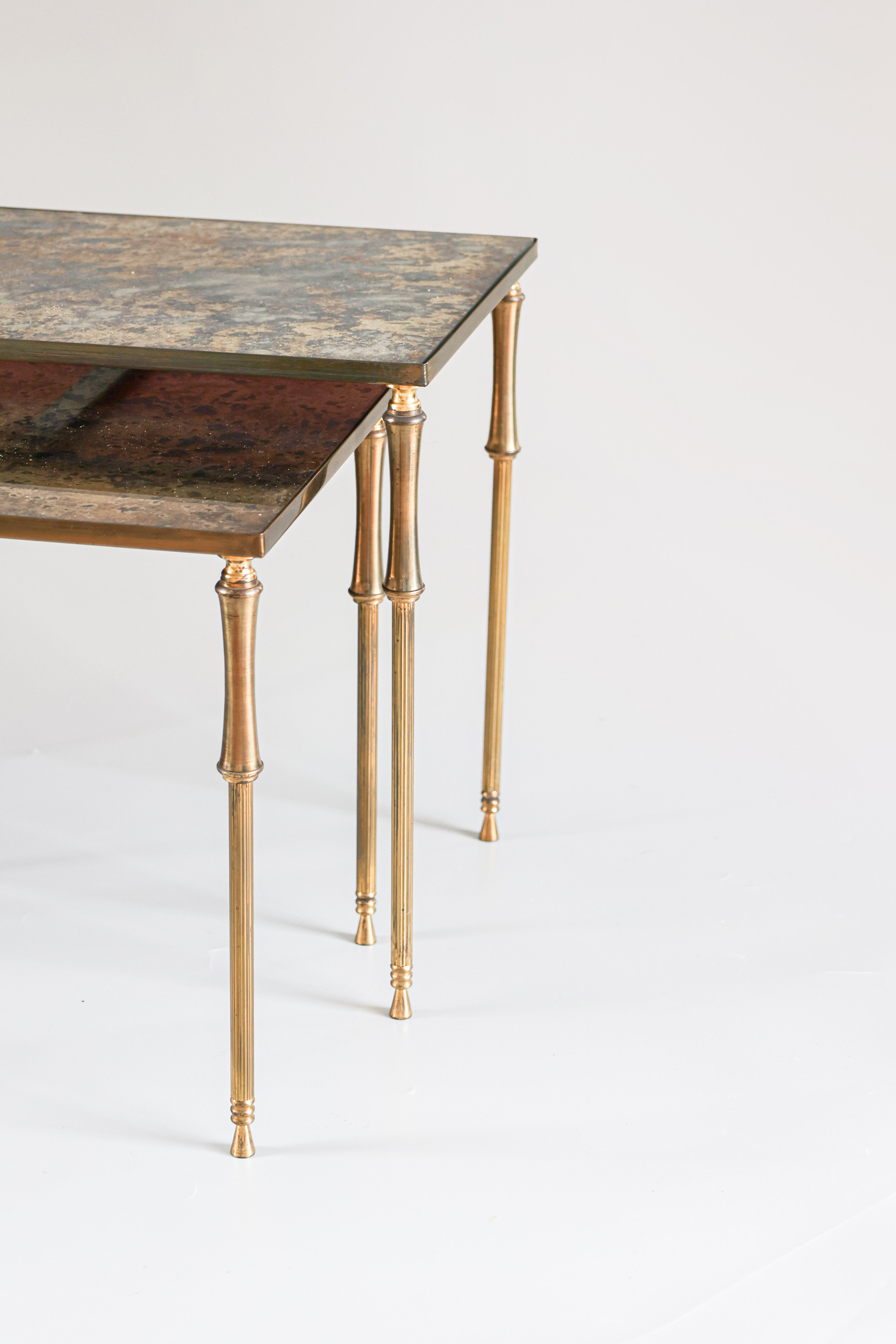 Églomisé glass nesting tables in neoclassical style, Belgium, 1960s