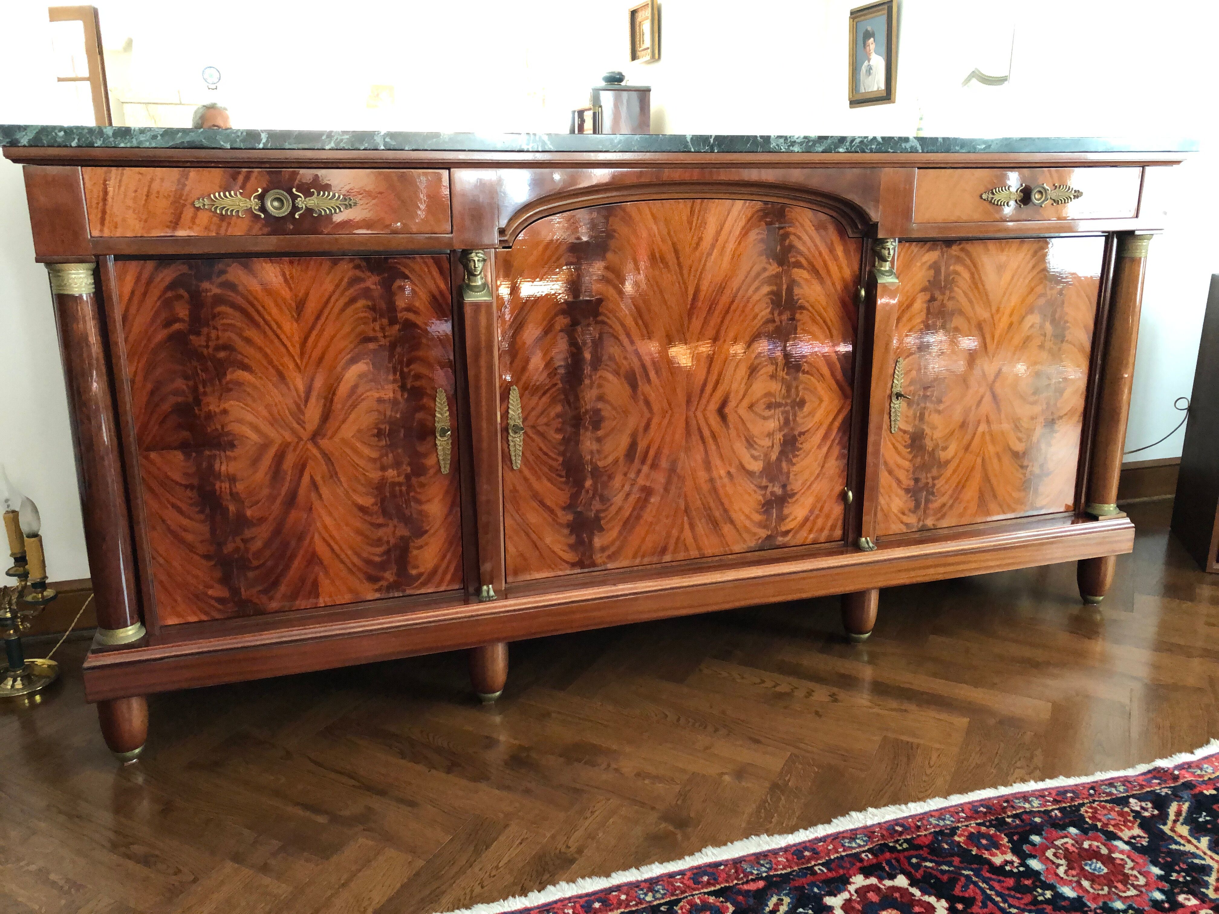 Empire style mahogany row with marble