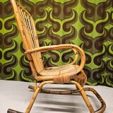 Italian rocking chair 1960 bamboo and rattan