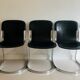 Black leather chair editions Cidue, Italy 70s
