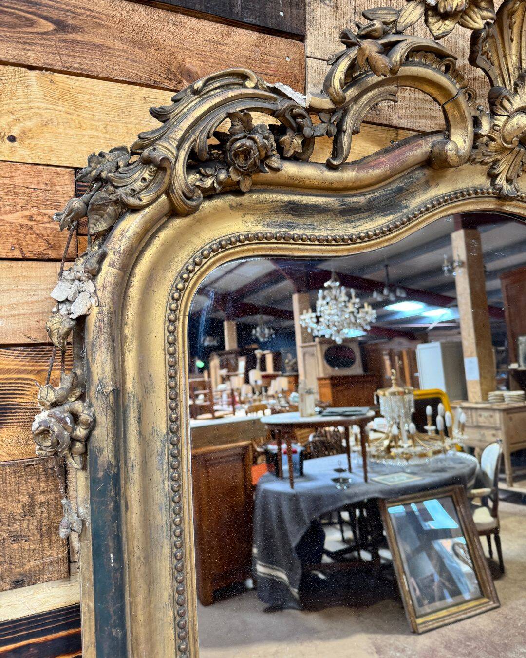 Large gilded mirror - 19th century