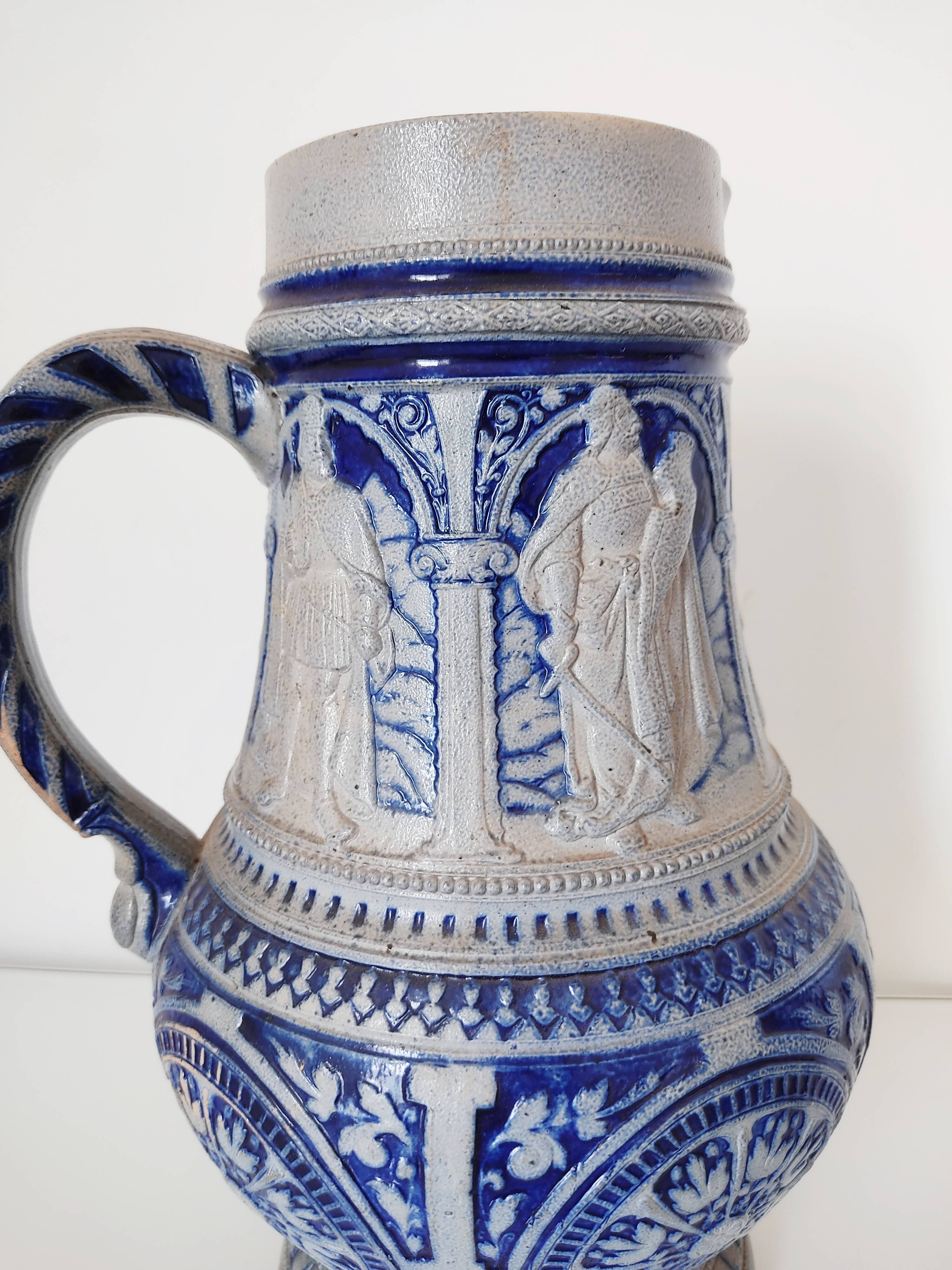 German sandstone jug decoration medieval kings