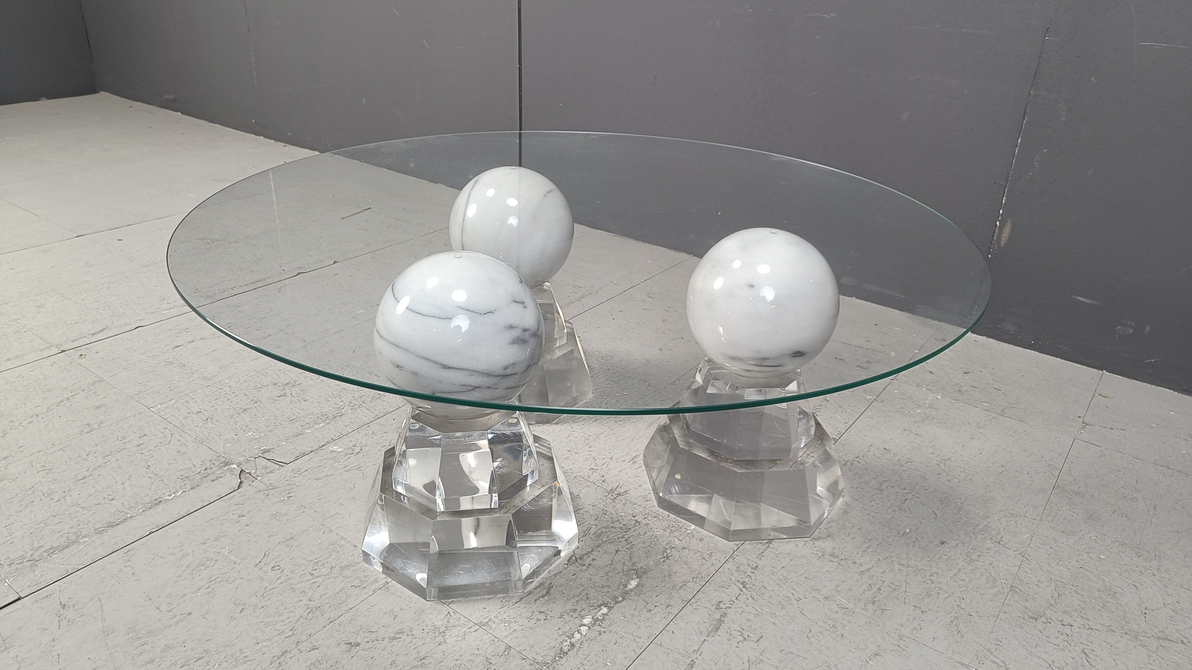 Marble sphere coffee table by Roche Bobois, 1980s