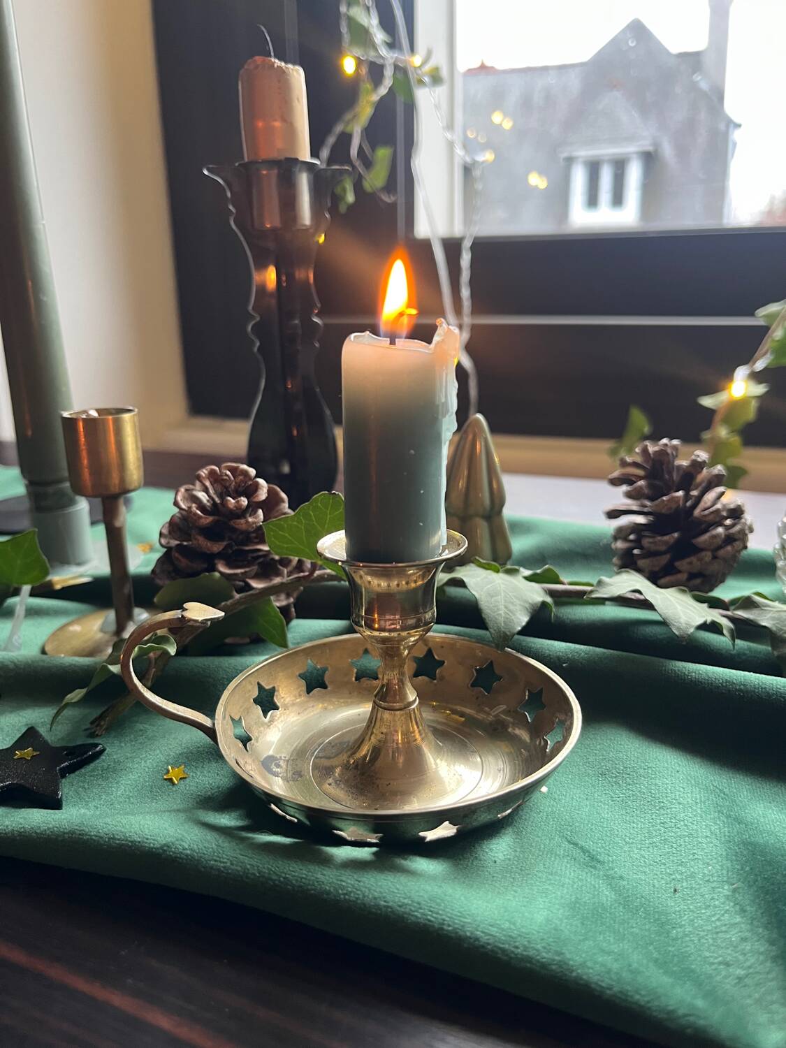 Brass cellar rat candlestick