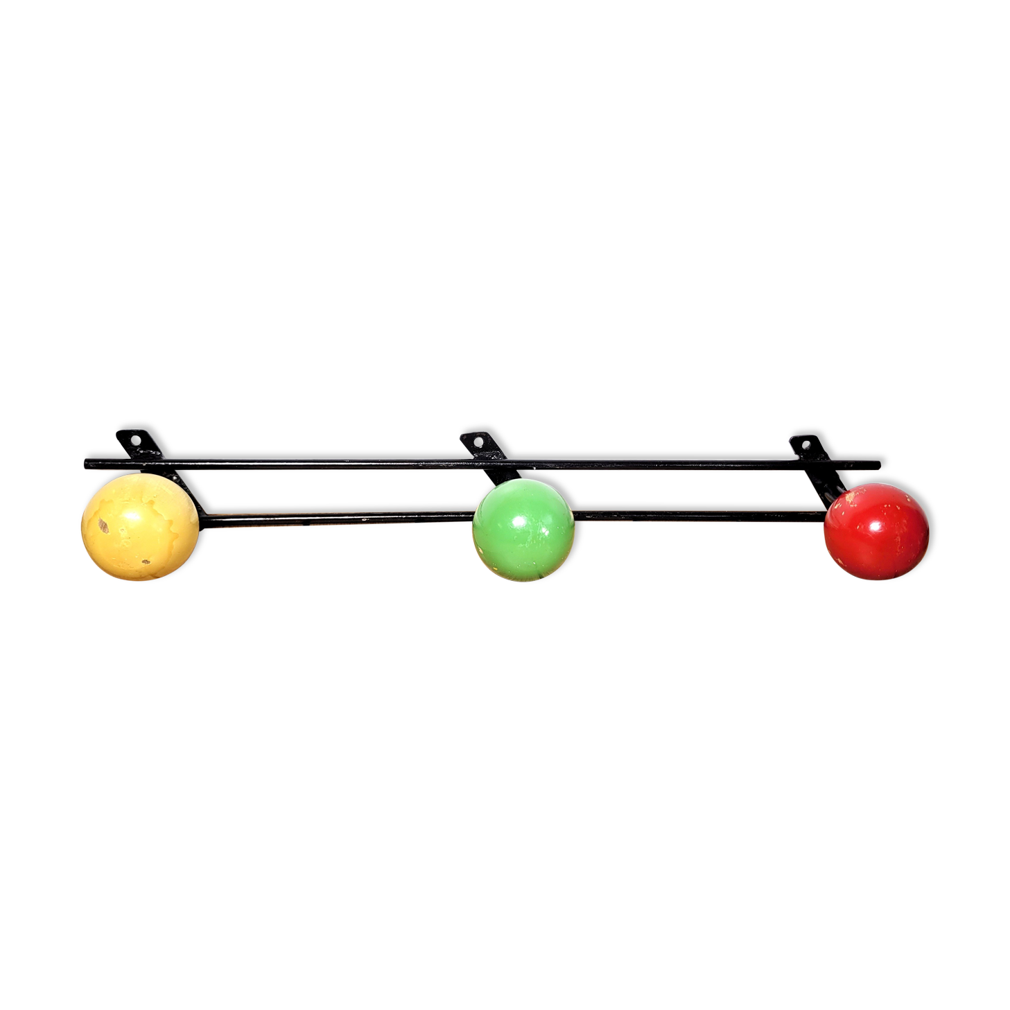 Wall coat rack 3 vintage balls