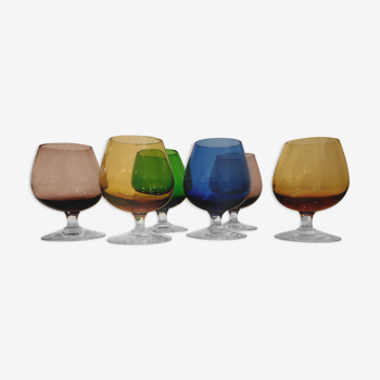 Set of 6 glasses with cognac