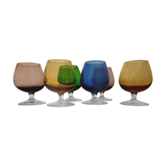 Set of 6 glasses with cognac