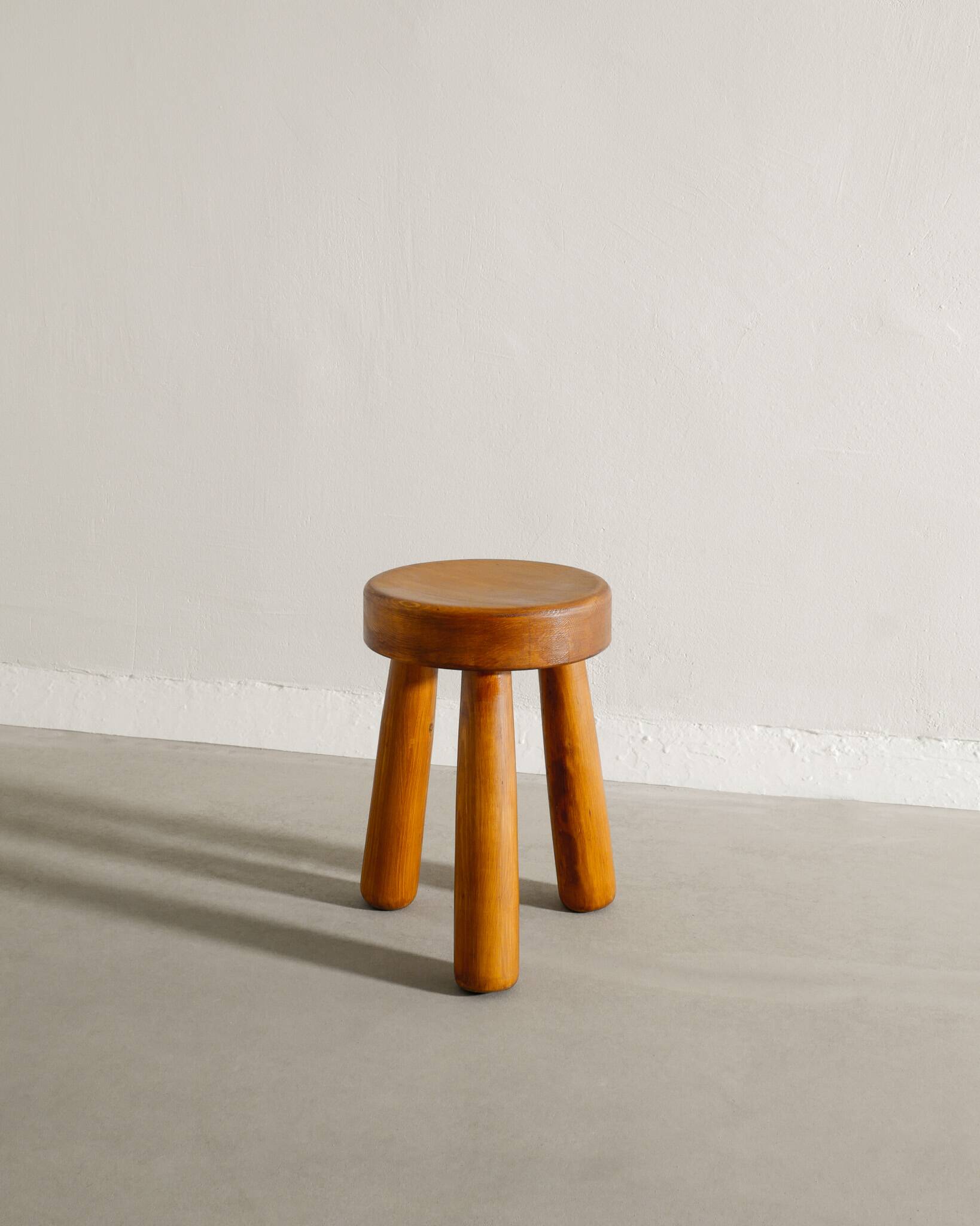 Vintage Swedish Wooden Tripod Low Stool