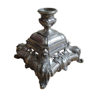 Candlestick old silver metal