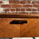 Console / bureau vintage en bois, pied compas