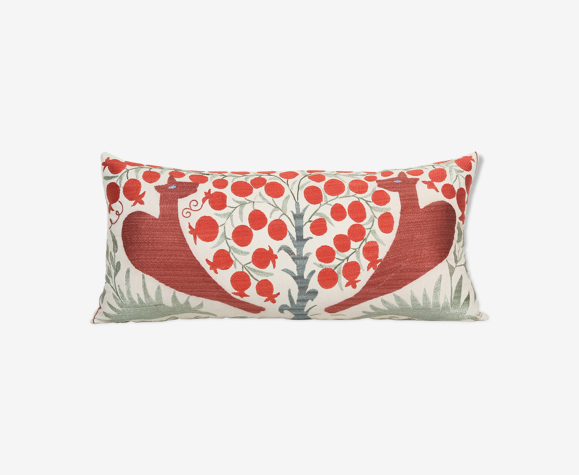 Suzani bedding cushion cover, tribal house decor- embroidery handmade uzbek deer animal