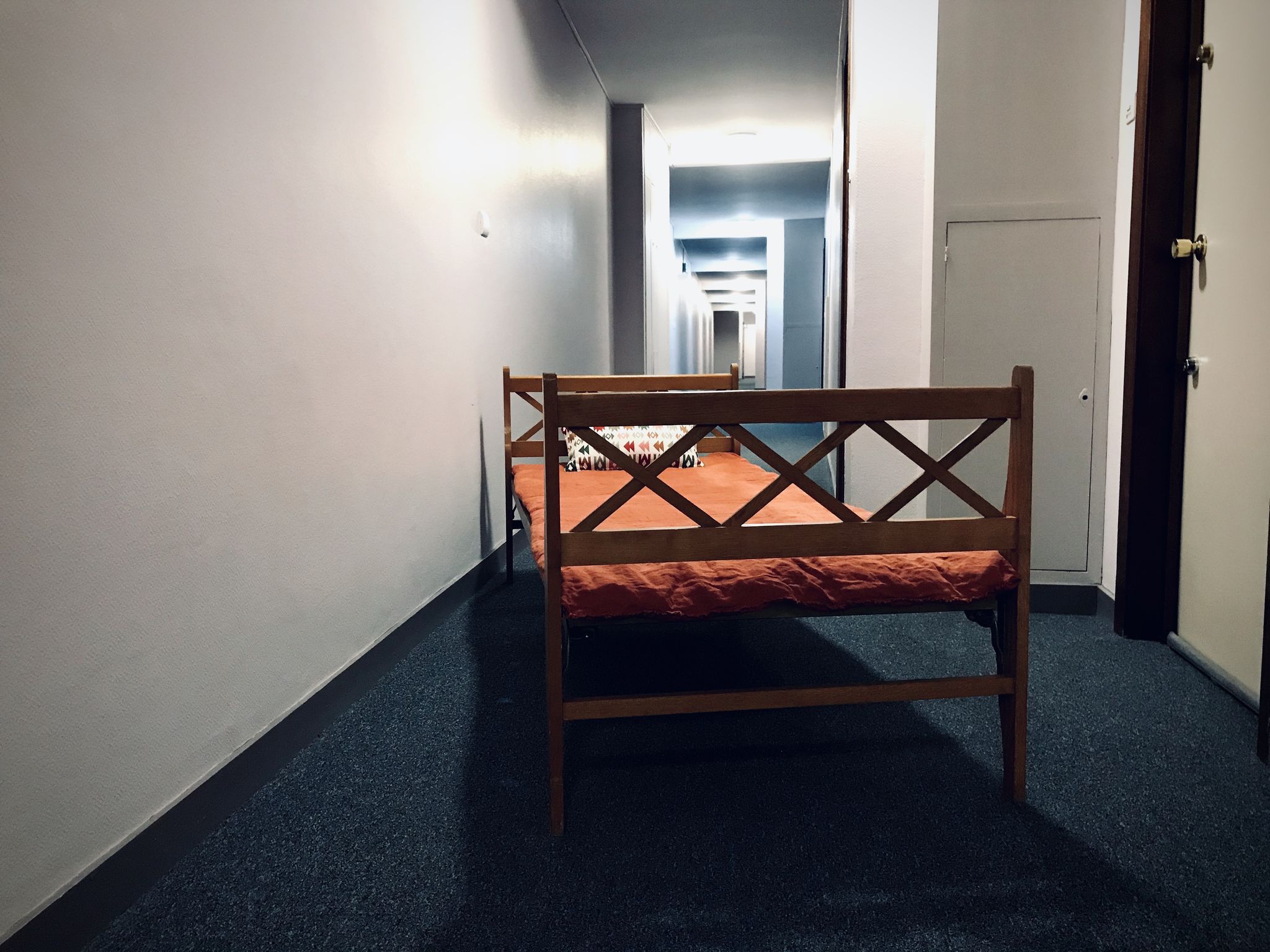 Bed or bench 1 place vintage with crosses of the 50s