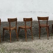 Series of 10 vintage bentwood curved wood bistro chairs