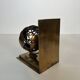 Pair of Brass Bookends with Openwork Globe Decorations. Work