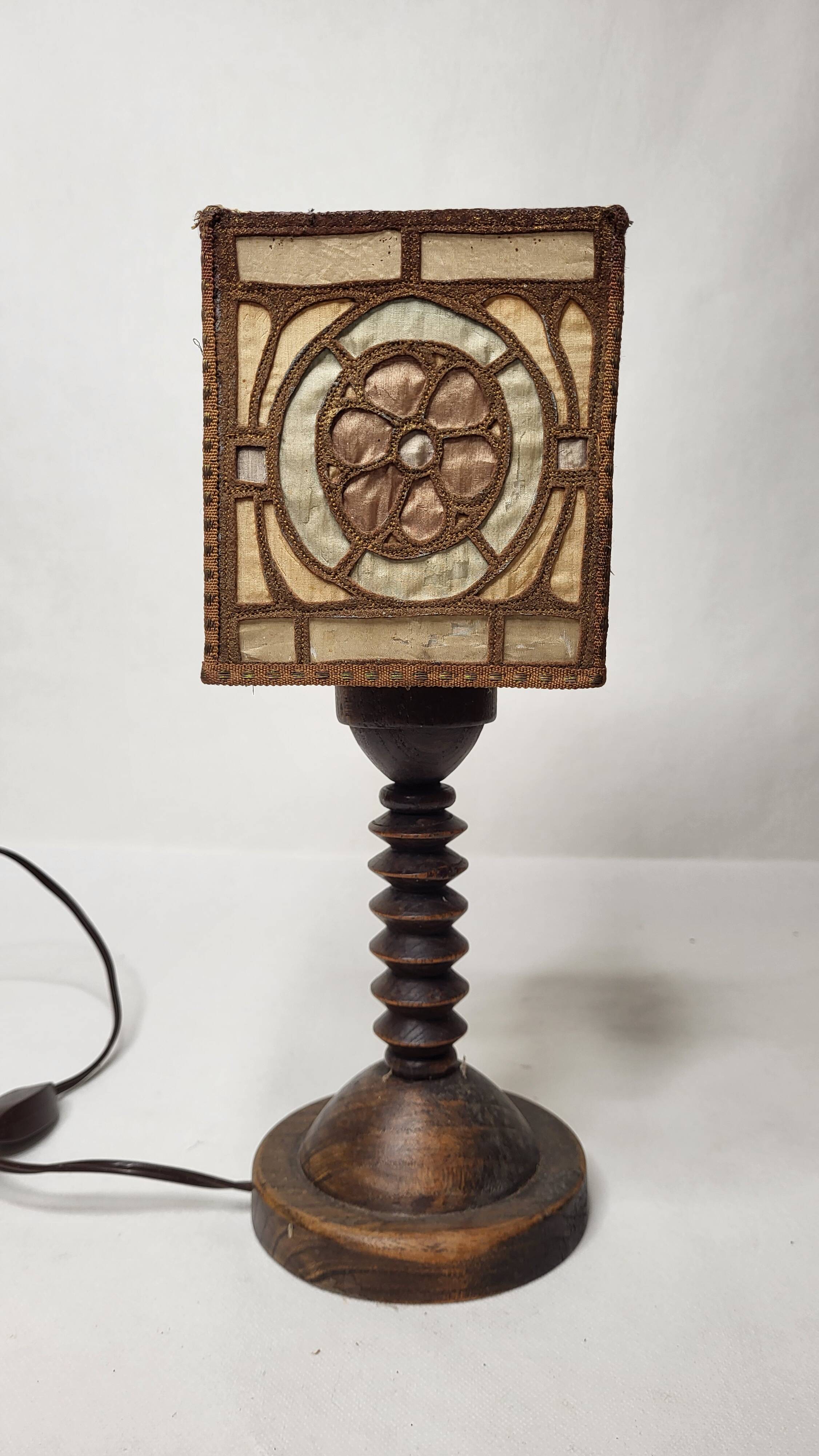 Art Nouveau wooden lamp