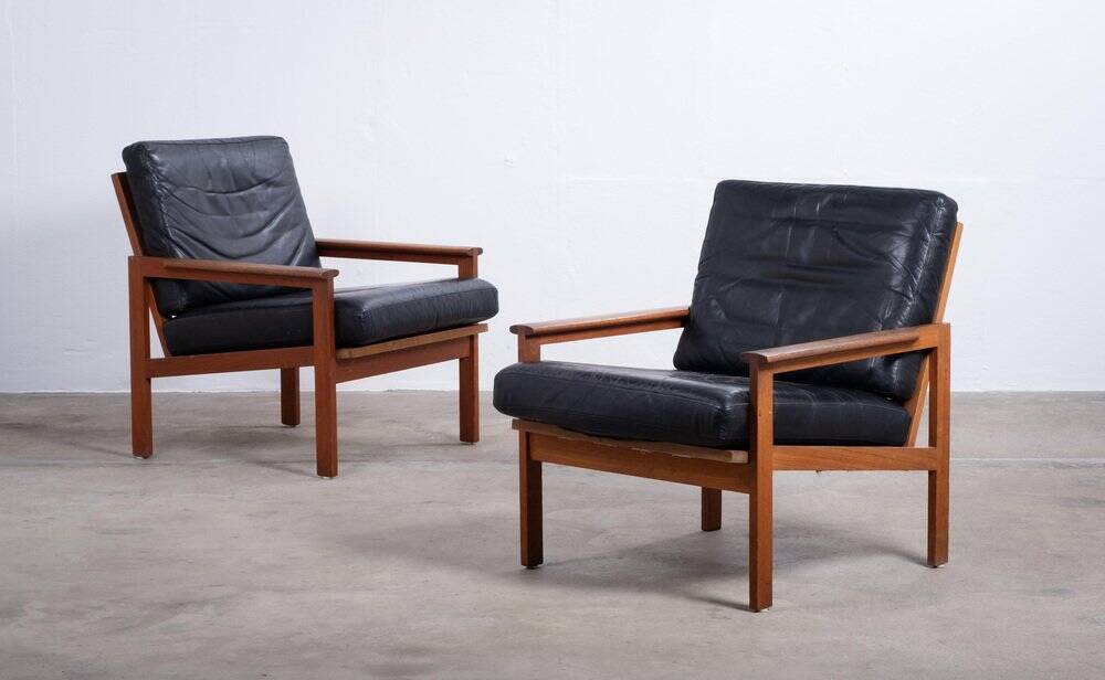 Vintage Danish Lounge Chairs in Teak by Illum Wikkelsø, 1950s, Set of 2