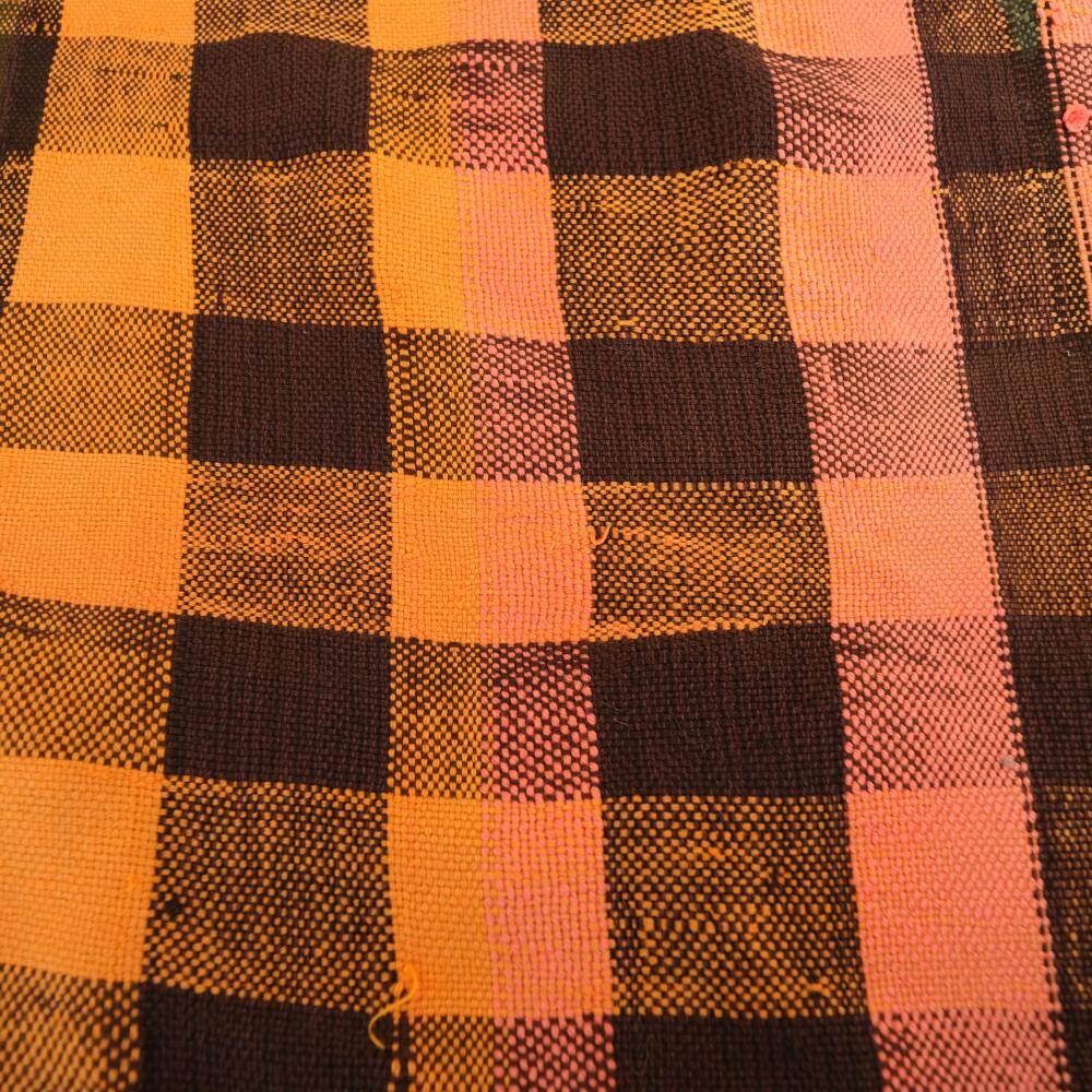 Vintage Haik checkered blanket from Morocco - 174 x 257 cm